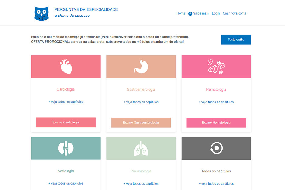 Examination preparation platform for medical specialties access
