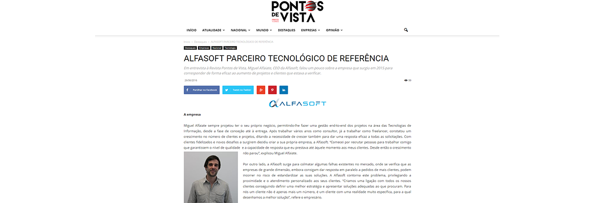 Interview by Revista Pontos de Vista regarding the Portugal 2020 Program